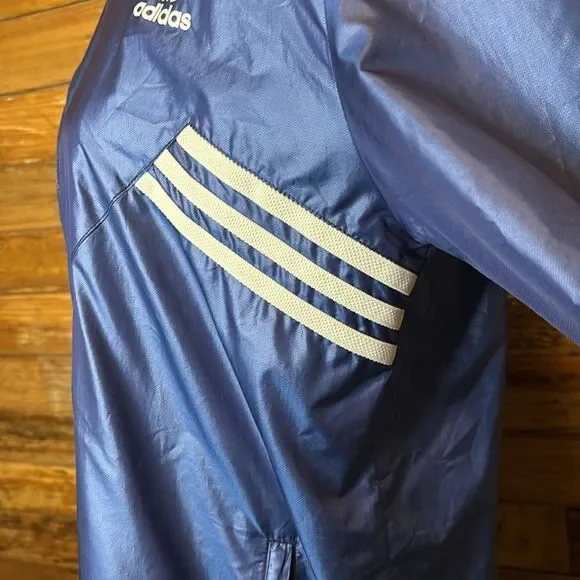 Adidas women’s blue hooded windbreaker large - Picture 6 of 9